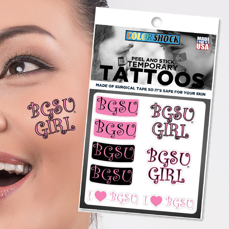 BGSU Temp Tattoos Pink/Black Combo Pack