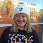 LogoFit BGSU Waffle Knit Hat W/ Faux Fur Pomp