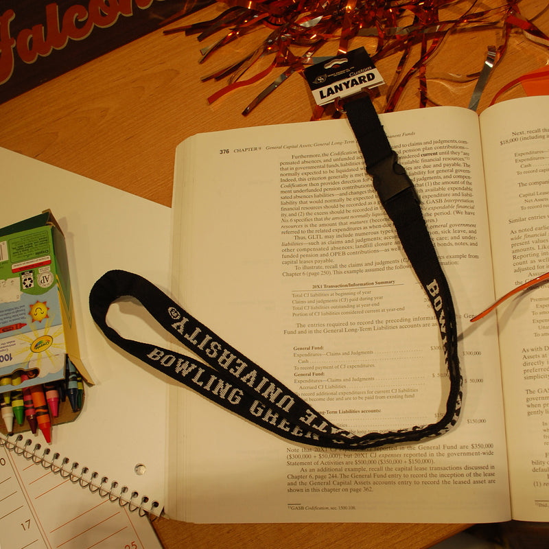 Spirit Bowling Green State Universtiy BLACK Berkeley Woven Lanyard