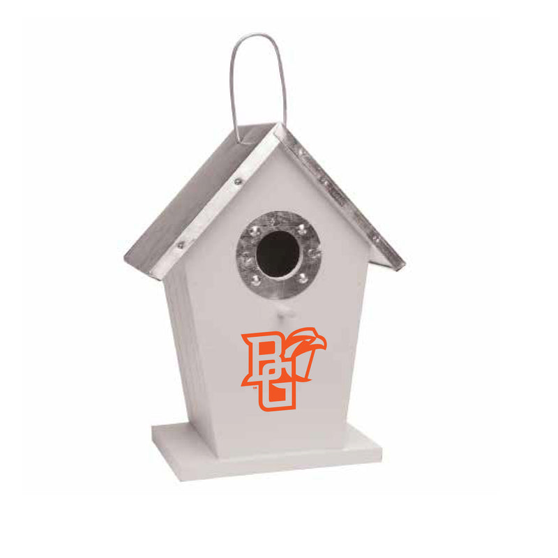 White Wood Birdhouse with BGSU Mascot