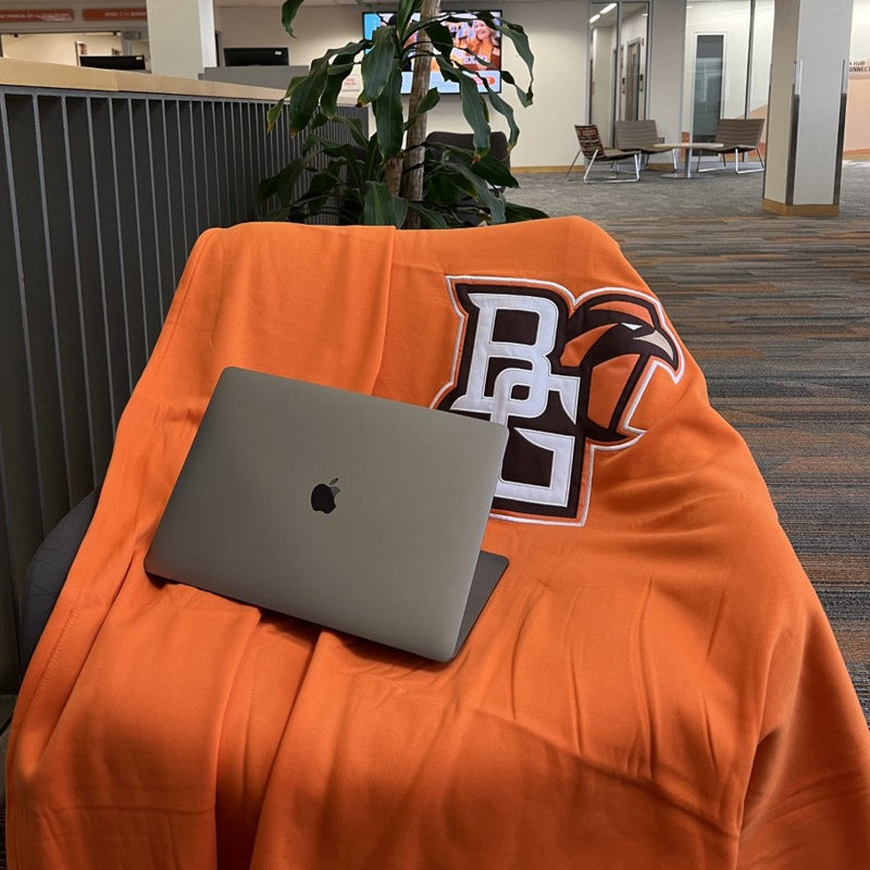 BGSU Embroidered Orange Sweatshirt Blanket